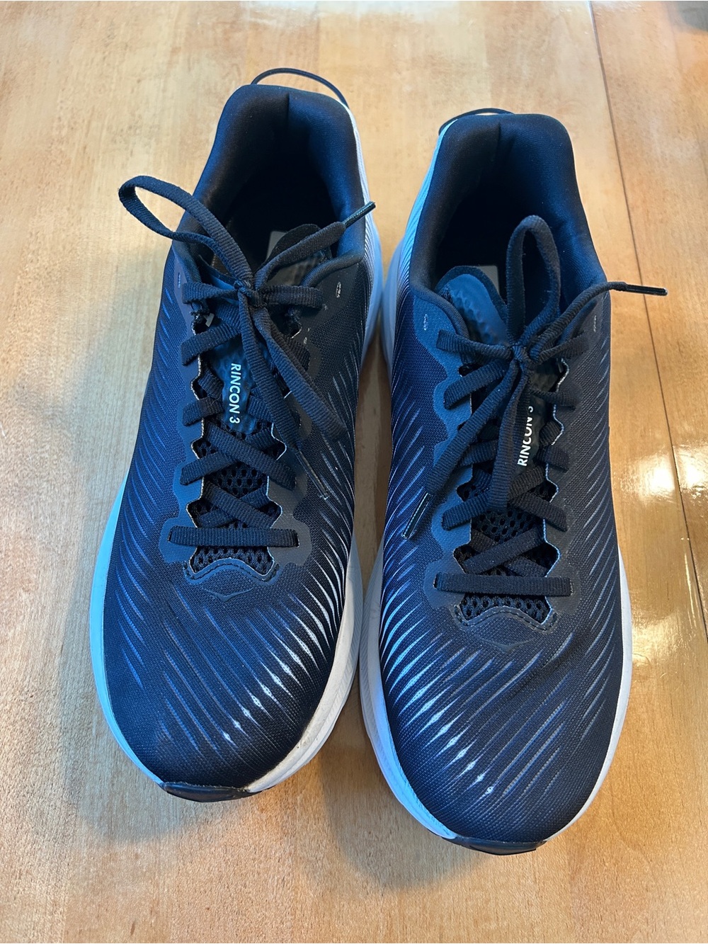 Hoka Black and White Men's Rincon 3 Athletic Running Shoes